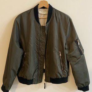 Zara Basics Khaki Bomber Jacket- Size L